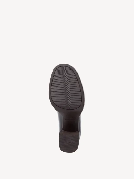 Mocassino con Fibbia Logata e Tacco Largo Mocca