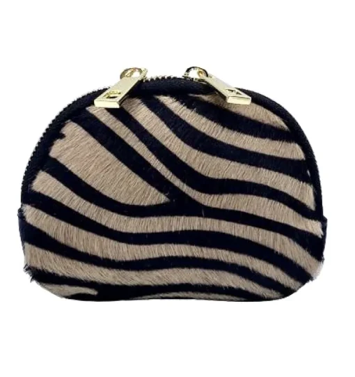 Portamonete in Pelle effetto Maculato Beige