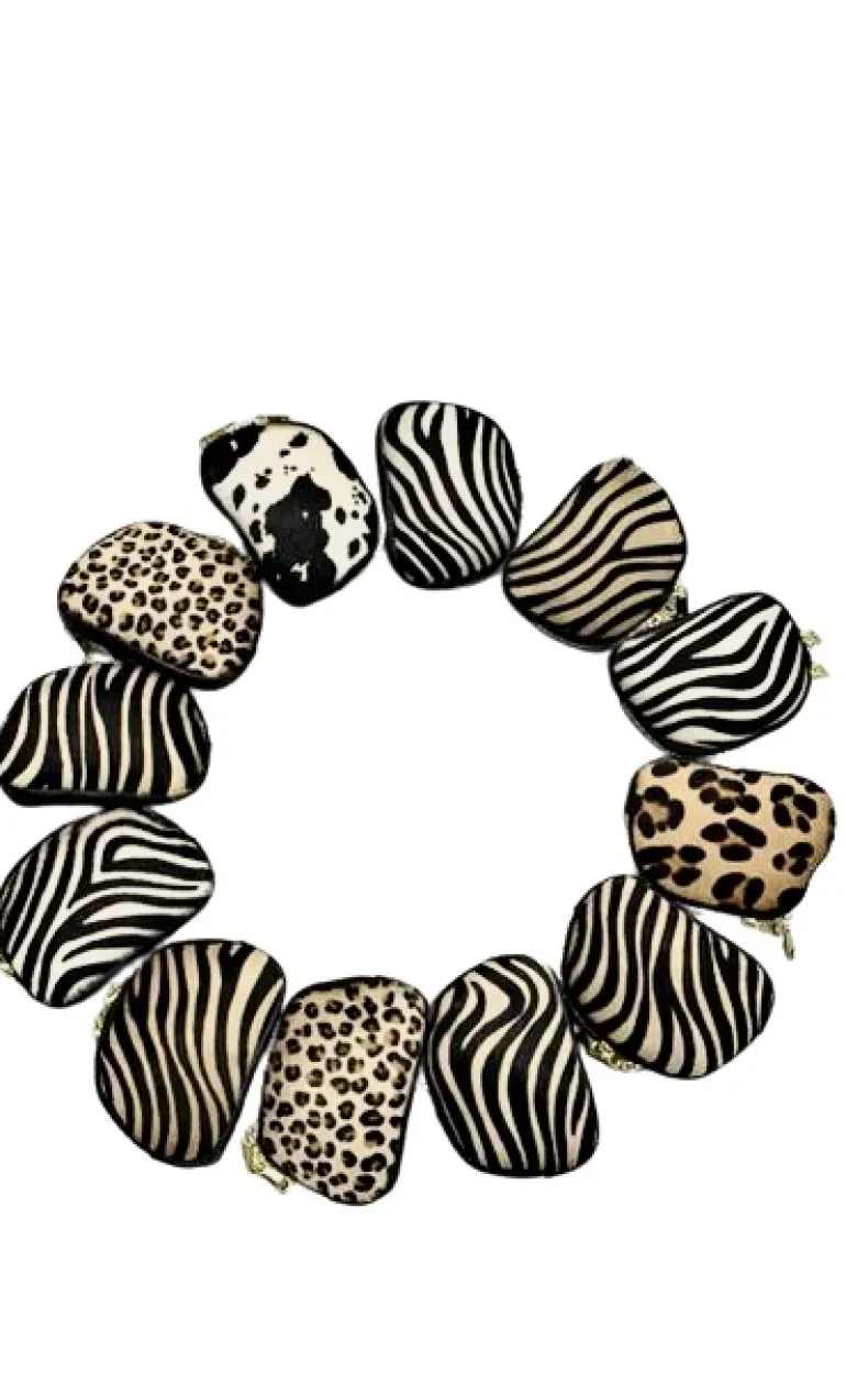 Portamonete in Pelle effetto Zebrato