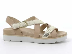 Sandalo donna in pelle con cinturini incrociati