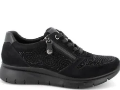 Scarpa bassa donna in camoscio con lacci e cerniera