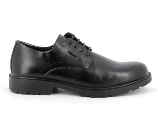 Scarpa Comoda con Lacci Nero Fodera in Goretex