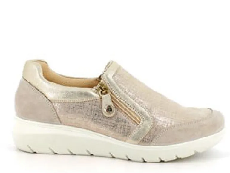 Sneakers con Cerniera Laterale platino