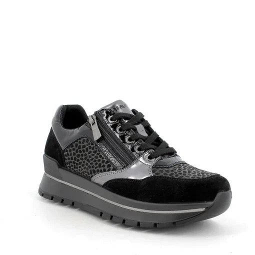 Sneakers con Lacci e Cerniera Laterale Grigio/Nero