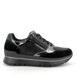 Sneakers con Lacci e Cerniera Laterale Grigio/Nero