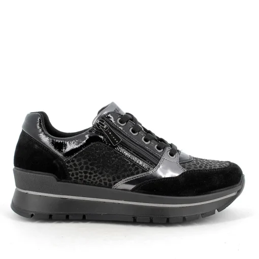 Sneakers con Lacci e Cerniera Laterale Grigio/Nero