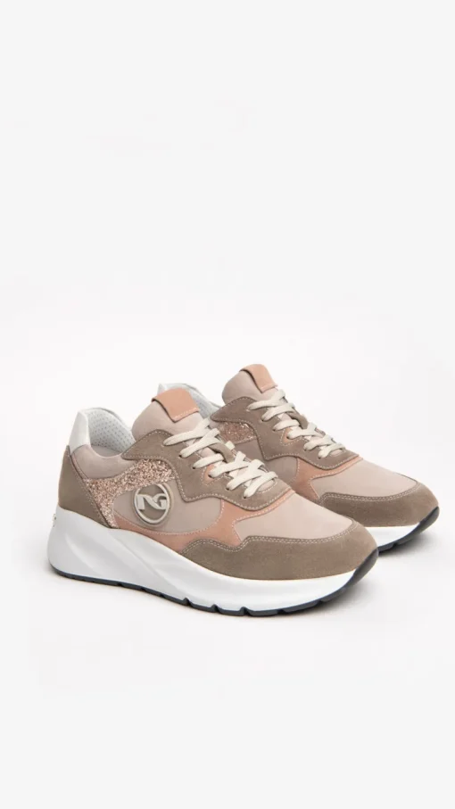 Sneakers Donna Bicolor in Camoscio con Lacci