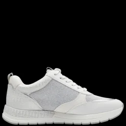Sneakers donna con lacci e cerniera laterale mix di tessuto e sintetico