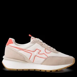 Sneakers donna con lacci in pelle tessuto e sintetico