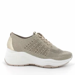 Sneakers donna con lacci e zeppa