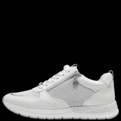 Sneakers donna con lacci e cerniera laterale mix di tessuto e sintetico