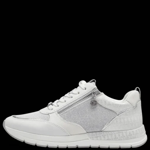 Sneakers donna con lacci e cerniera laterale mix di tessuto e sintetico