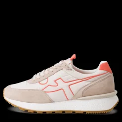 Sneakers donna con lacci in pelle tessuto e sintetico