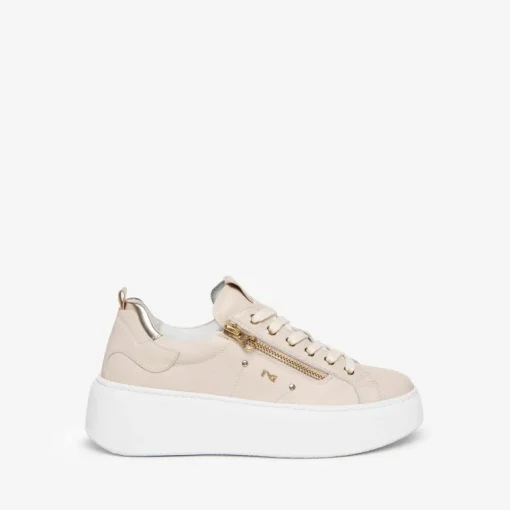 Sneakers donna con lacci e cerniera esterna