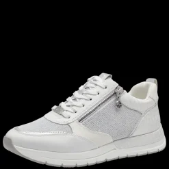 Sneakers donna con lacci e cerniera laterale mix di tessuto e sintetico