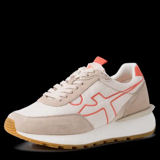 Sneakers donna con lacci in pelle tessuto e sintetico
