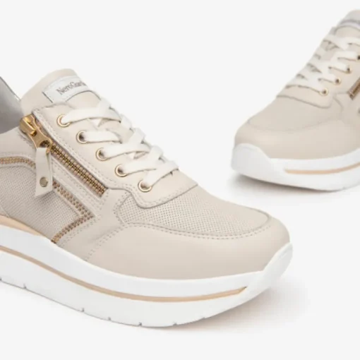 Sneakers donna con lacci e cerniera laterale