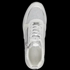 Sneakers donna con lacci e cerniera laterale mix di tessuto e sintetico