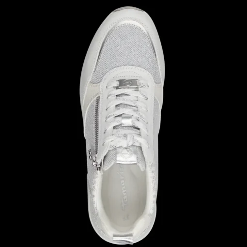 Sneakers donna con lacci e cerniera laterale mix di tessuto e sintetico