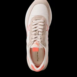 Sneakers donna con lacci in pelle tessuto e sintetico
