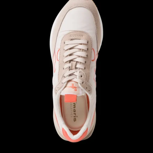 Sneakers donna con lacci in pelle tessuto e sintetico