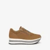 Sneakers donna  in camoscio con lacci  e cerniera laterale