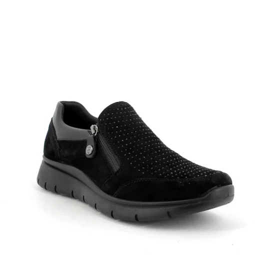 Sneakers Donna in Camoscio con Cerniera Latrale Nero