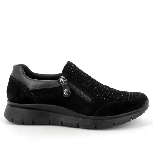 Sneakers Donna in Camoscio con Cerniera Latrale Nero