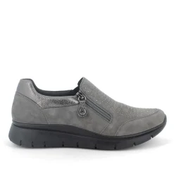 Sneakers Donna in Camoscio con Cerniera Latrale Carbone