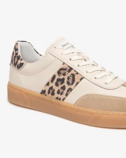 Sneakers donna in pelle con dettaglio maculato