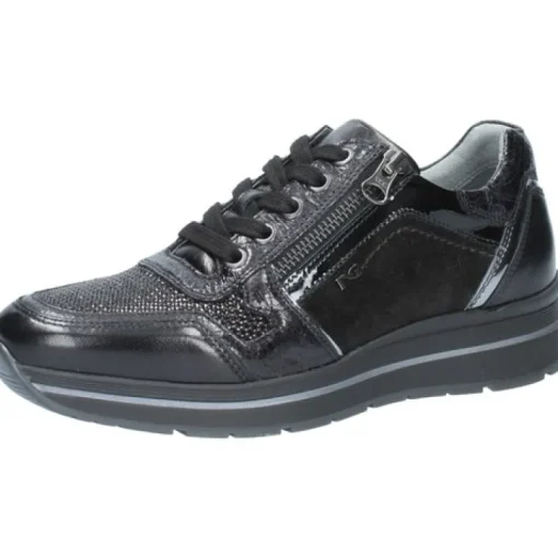 Sneakers donna in Pelle e Camoscio Nero