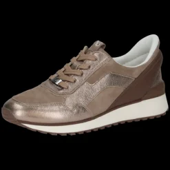 Sneakers donna mix di pelle e sintetico
