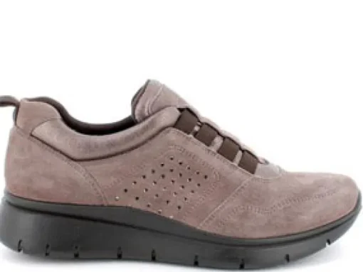 Sneakers in Camoscio con Elastici Color Cacao