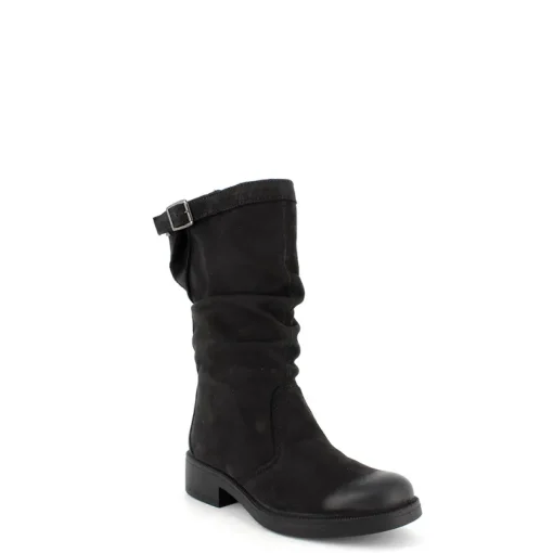 Stivale Arricciato in Nabuk Nero