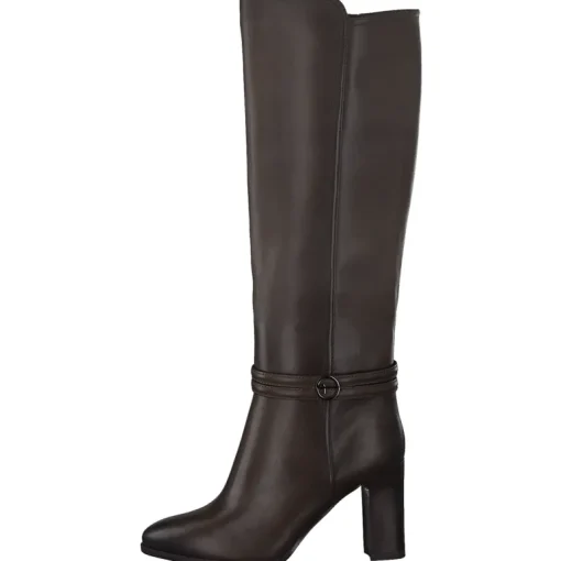 Stivale Con Tacco in Pelle Mocca