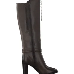 Stivale Con Tacco in Pelle Mocca