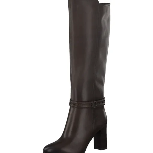 Stivale Con Tacco in Pelle Mocca