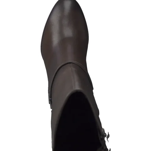 Stivale Con Tacco in Pelle Mocca