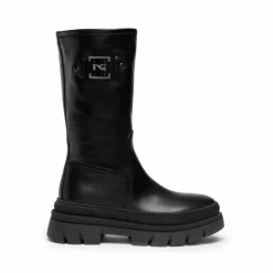 Stivale donna in pelle con cerniera.