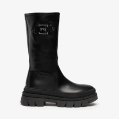 Stivale donna in pelle con cerniera.