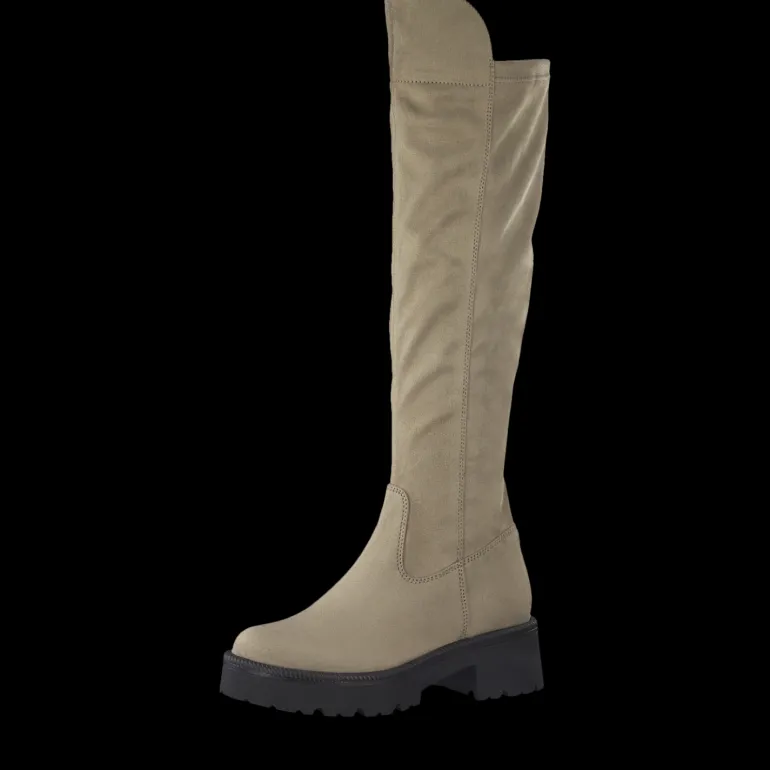 Stivale sopra al ginocchio in effetto camoscio