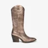 Stivale stile texano in pelle laminata tacco largo