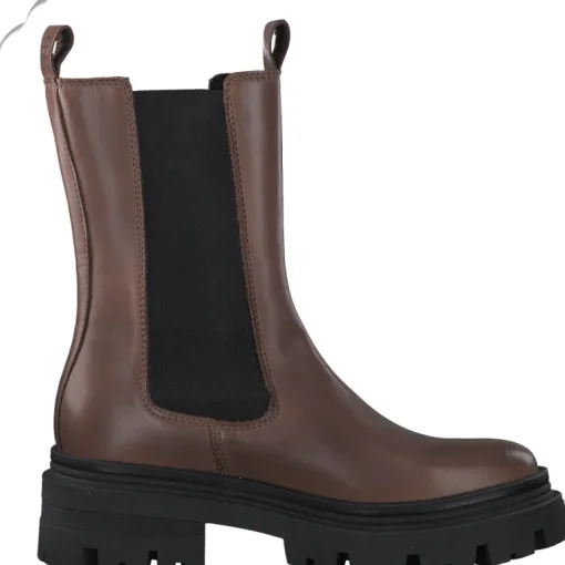Stivaletto Con Elastici Laterali in Pelle Cognac