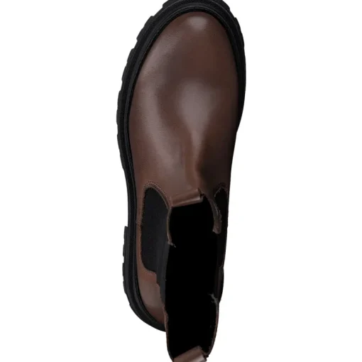 Stivaletto Con Elastici Laterali in Pelle Cognac