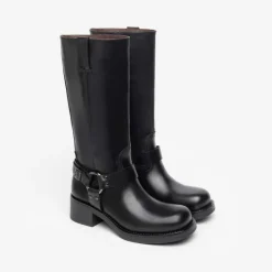 Stivaletto donna in pelle con anelle laterali