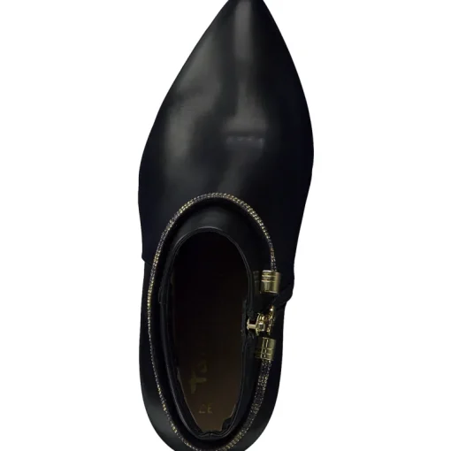 Stivaletto  in Pelle Con  Catena e Cerniera Laterale Nero