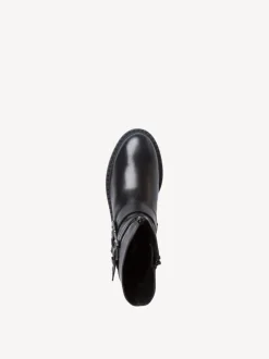 Stivaletto in Pelle con Fibbie e Cerniera Laterale Nero