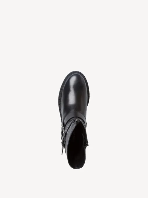 Stivaletto in Pelle con Fibbie e Cerniera Laterale Nero