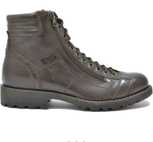Stivaletto uomo in pelle con lacci e cerniera