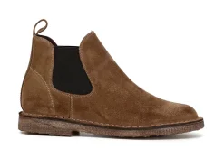 Tronchetto con elestici in pelle scamosciata Taupe